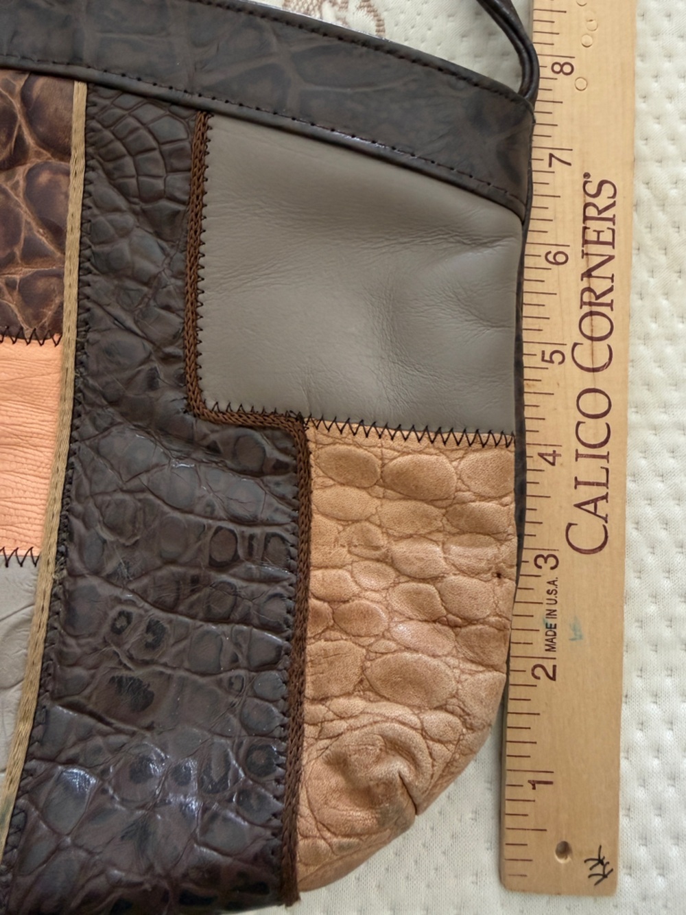 Vintage 80s Fifth Avenue Handbags Patchwork Crossbody Leather Made in USA - Picture 9 of 9